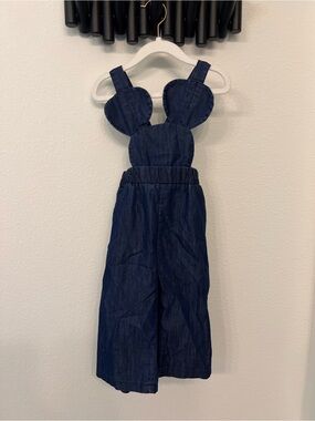 Children's Navy Denim Overalls with disney Mickey Mouse Ear Detail